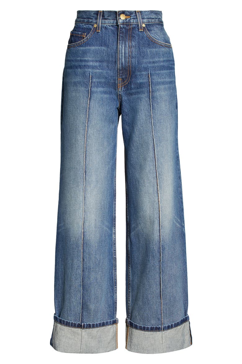 Genevieve Cuff Wide Leg Jeans, Alternate, color, DANUBE DARK INDIGO WASH