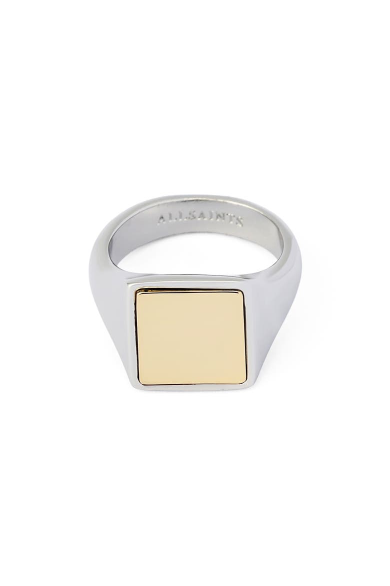 Square Signet Ring, Alternate, color, TWO TONE SHINY