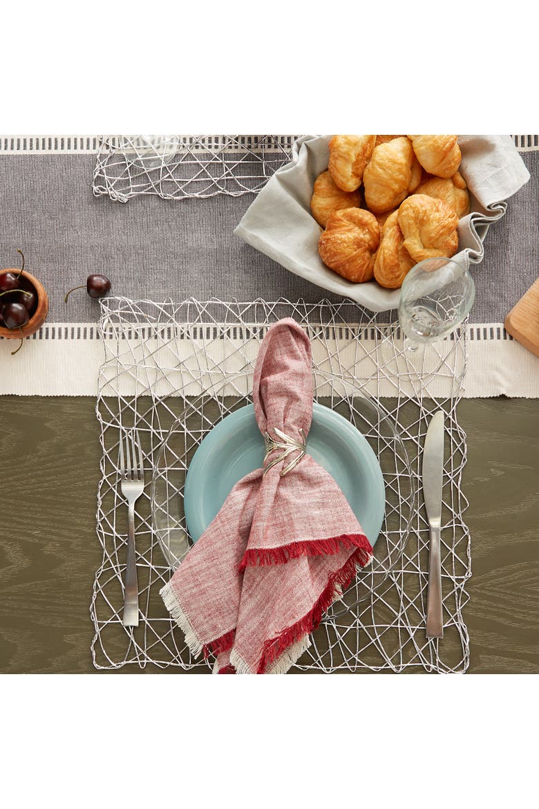 Woven Paper Square Placemat Set/6, 16x16", Alternate, color, Silver