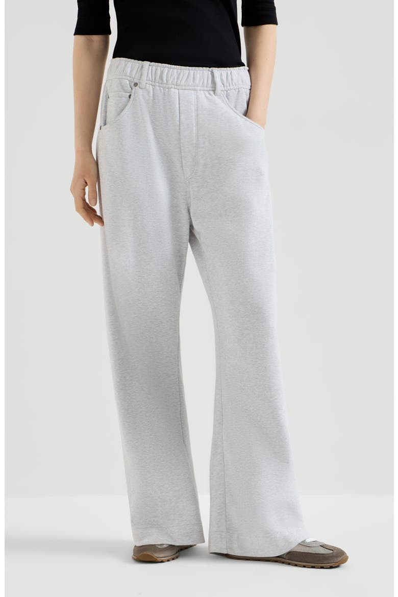 Cotton smooth French terry trousers, Main, color, Silver