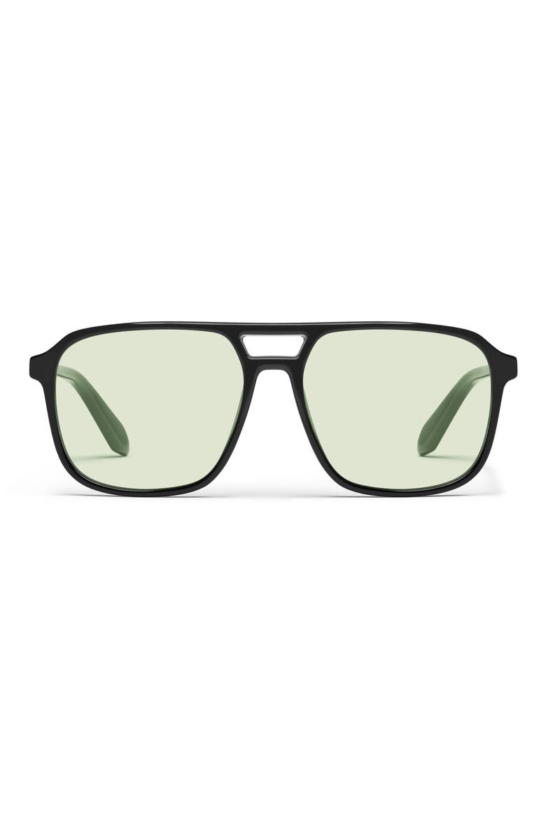 On The Fly 57mm Aviator Sunglasses, Main, color, BLACK/ LIGHT PISTACHIO