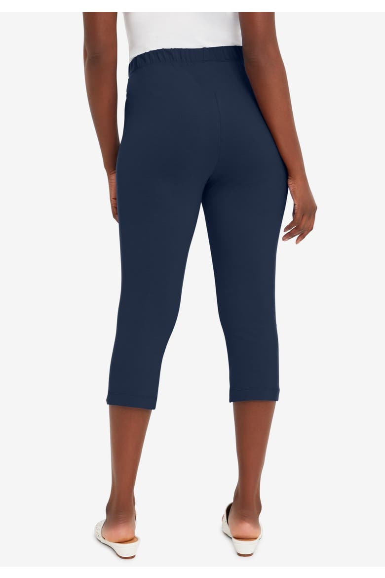 Everyday Stretch Cotton Capri Legging, Alternate, color, NAVY