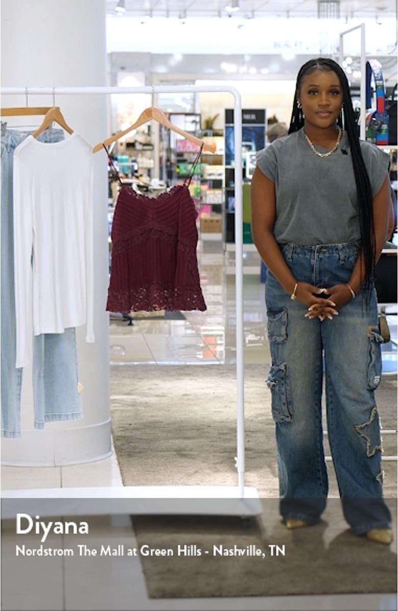 Lace Trim Pintuck Satin Camisole, sales video thumbnail