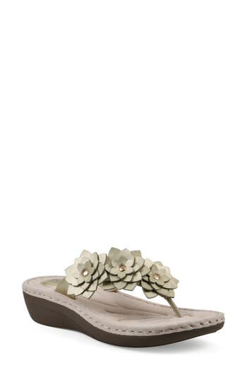 Cliffs By White Mountain Content Wedge Sandal In Light Gold Metallic Smooth