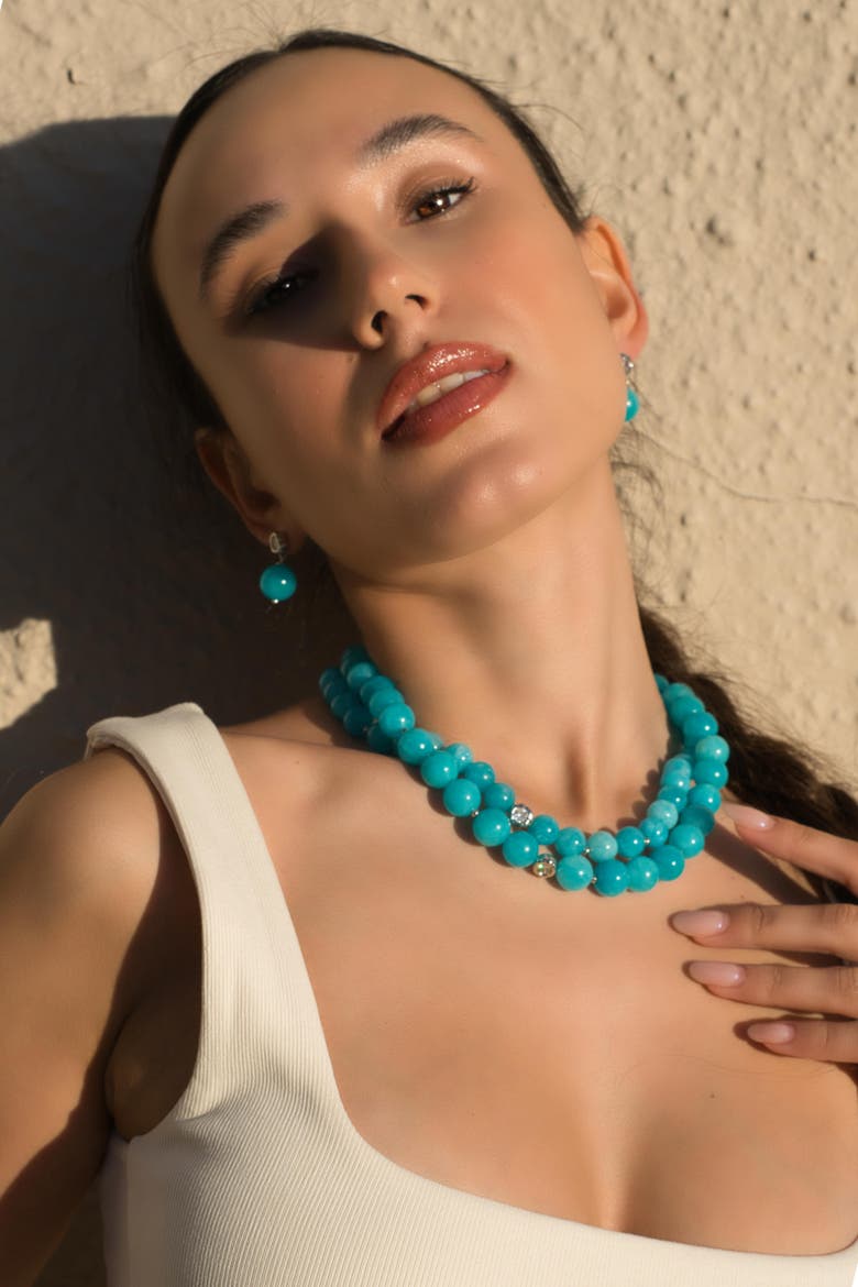 Gia Amazonite Bead Choker Necklace, Alternate, color, Blue