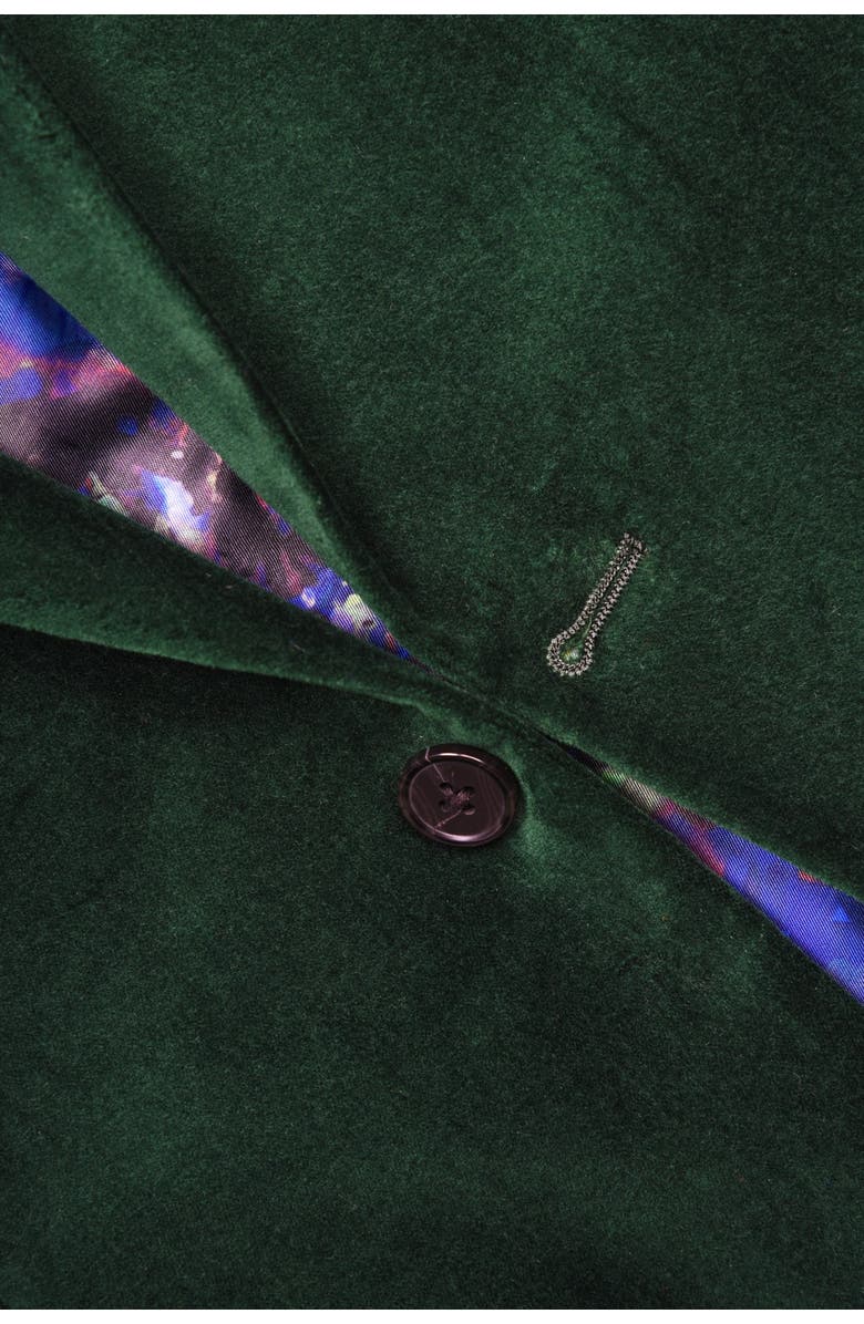 SAVILE ROW CO Emerald Green Peak Lapel Slim Fit Velvet Blazer, Alternate, color,