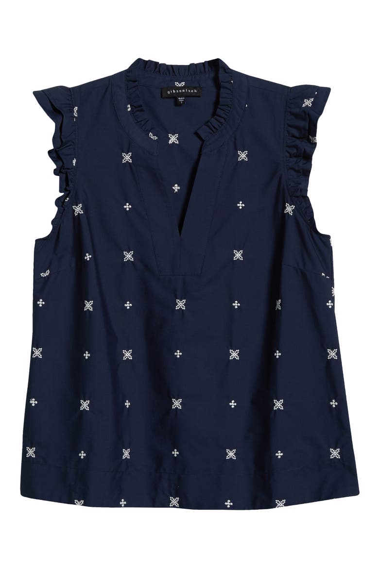 Decked Out Sleeveless Top, Alternate, color, NAVY EMBROIDERED