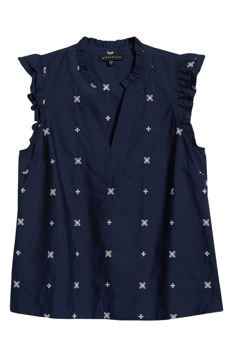 GIBSONLOOK Decked Out Sleeveless Top, Alternate, color, Navy Embroidered