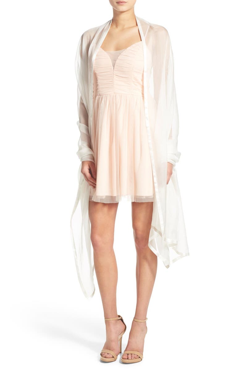 Glint Satin Border Silk Wrap, Main, color, 