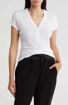 James Perse V-Neck Cotton Blend Henley