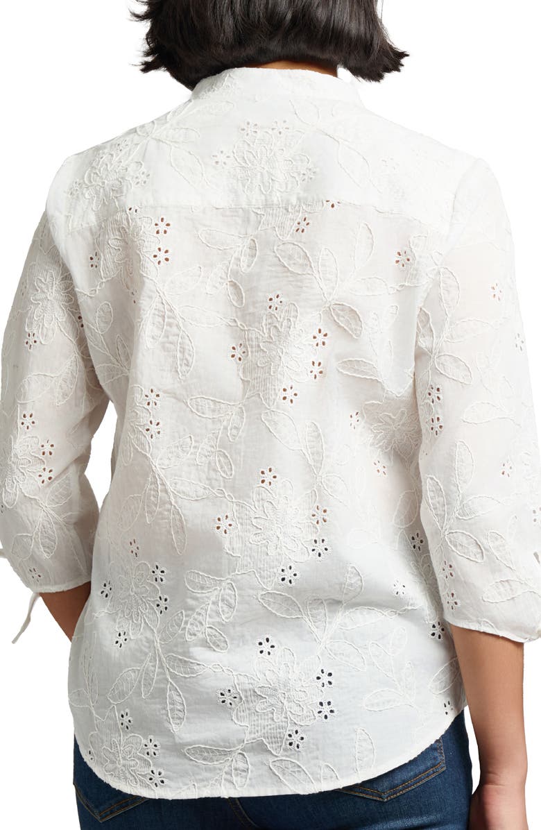 Jones New York Eyelet Embroidered Cotton Button-Up Top, Alternate, color, 