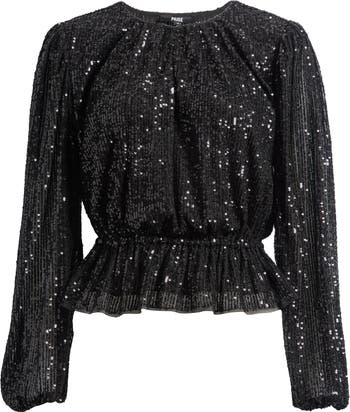 PAIGE Vilma Sequin Peplum Top Nordstrom