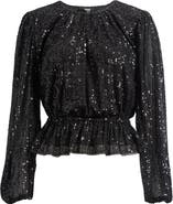 PAIGE Vilma Sequin Peplum Top