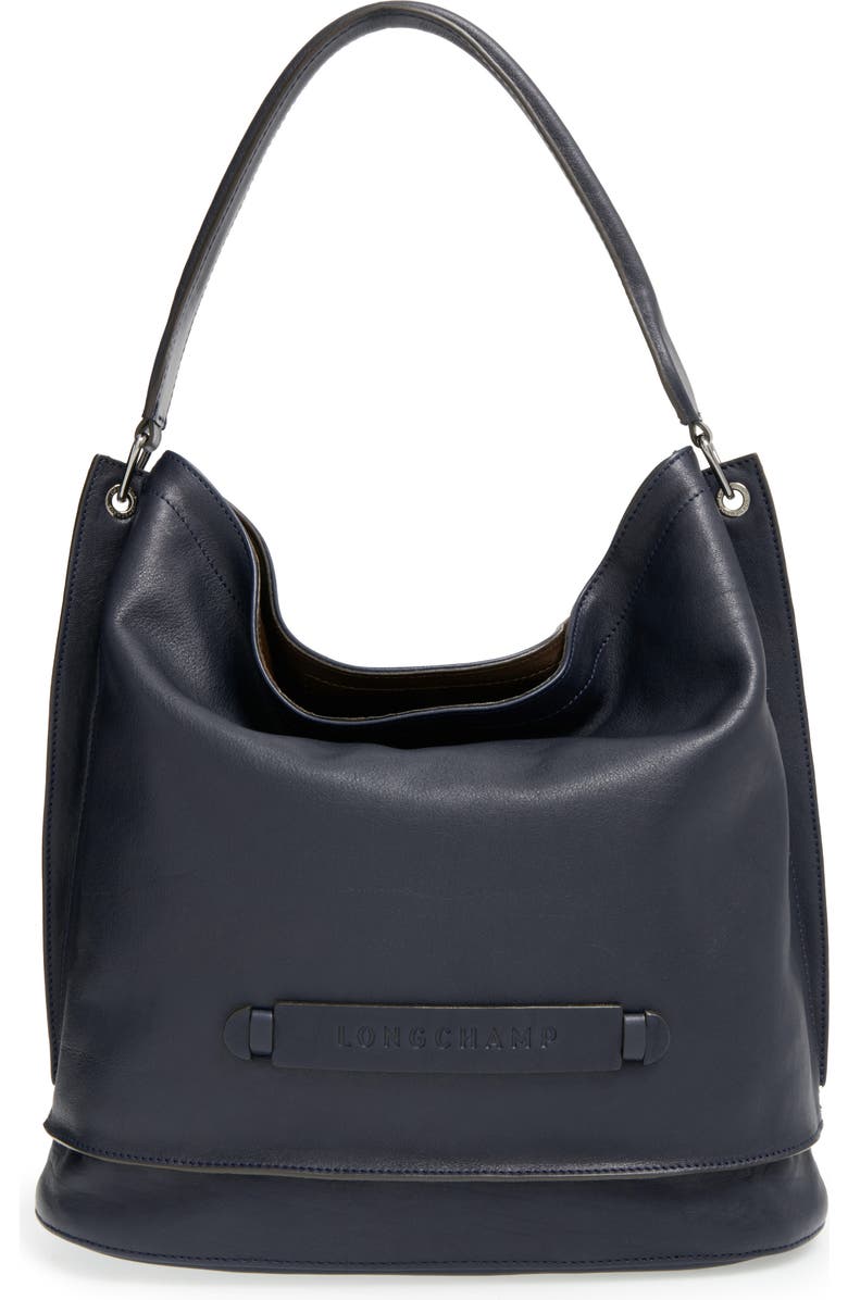 Longchamp '3D' Leather Hobo, Alternate, color, Midnight