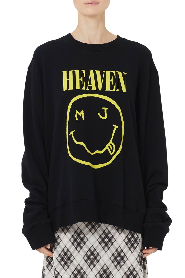 Grunge Logo Oversize Sweatshirt, Main, color, BLACK