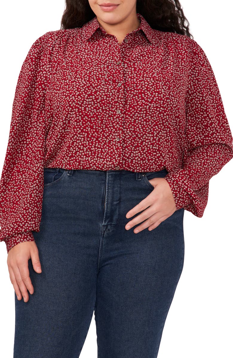 CeCe Floral Button-Up Shirt, Main, color, 