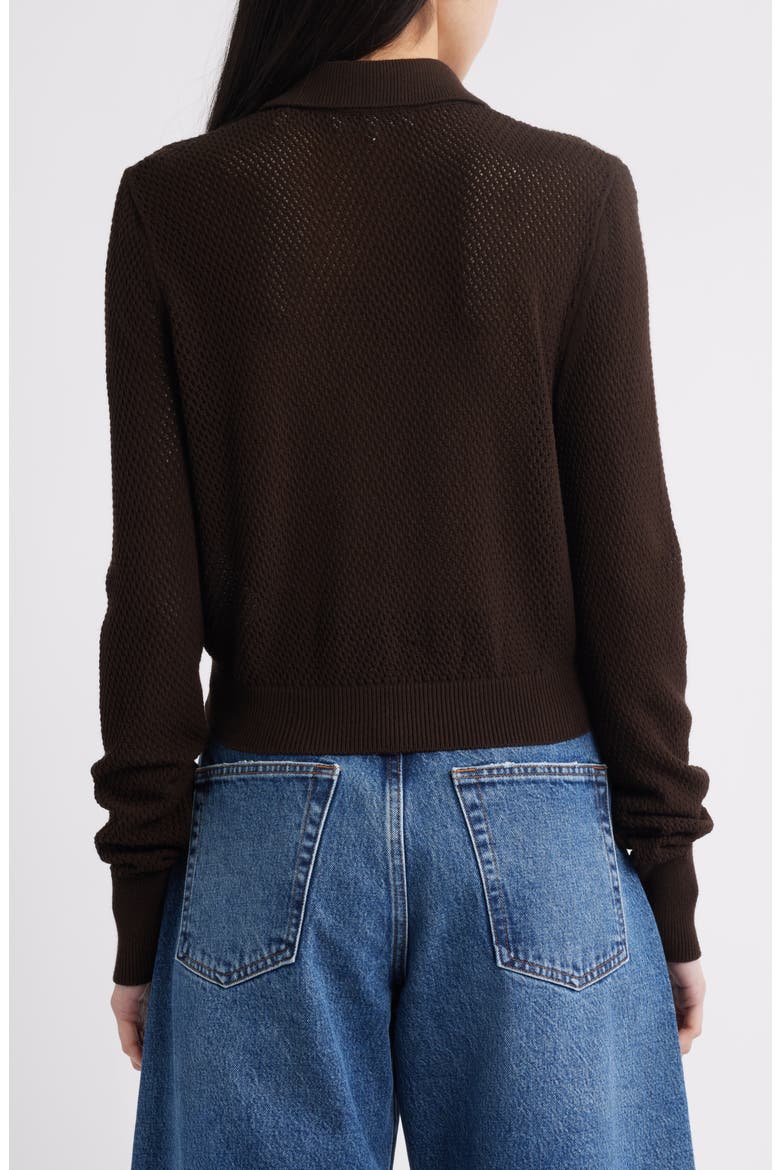 The Shrunken Lace Knit Cardigan, Alternate, color, CHOCOLATE BROWN