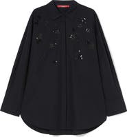 Marina Rinaldi Uganda Embellished Oversize Cotton Button-Up Shirt