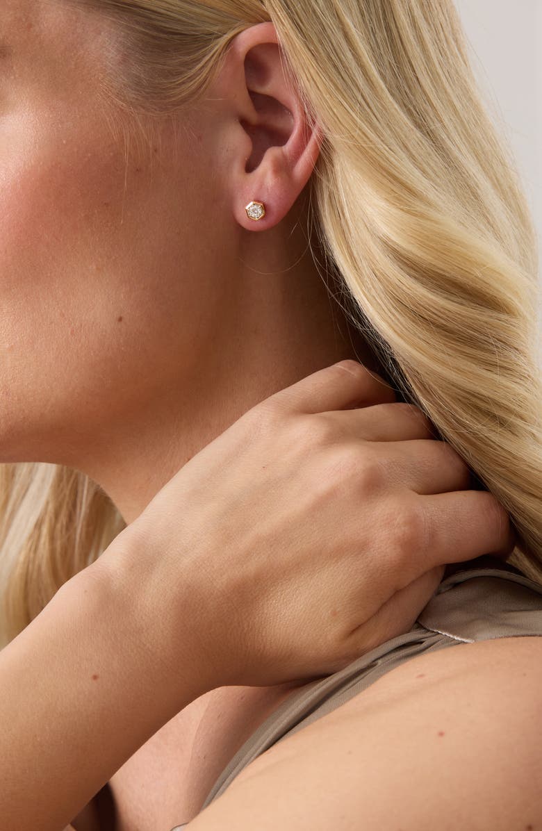 Sara Weinstock Honeycomb Stud Earrings, Alternate, color, Yellow Gold/ Diamond