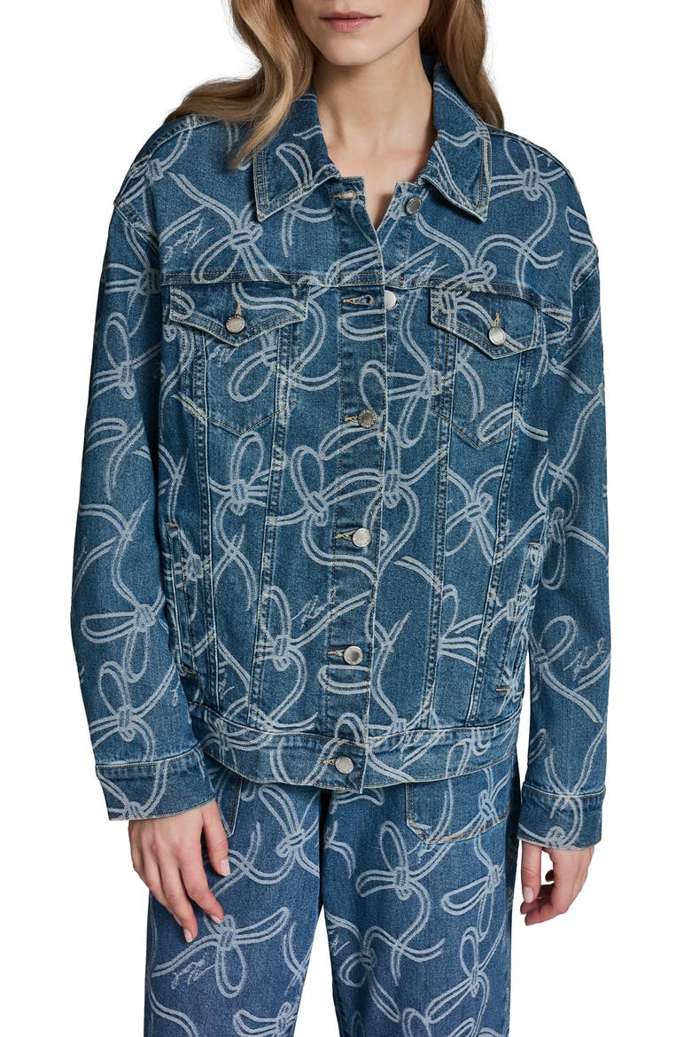 Bow Denim Jacket, Main, color, MEDIUM INDIGO