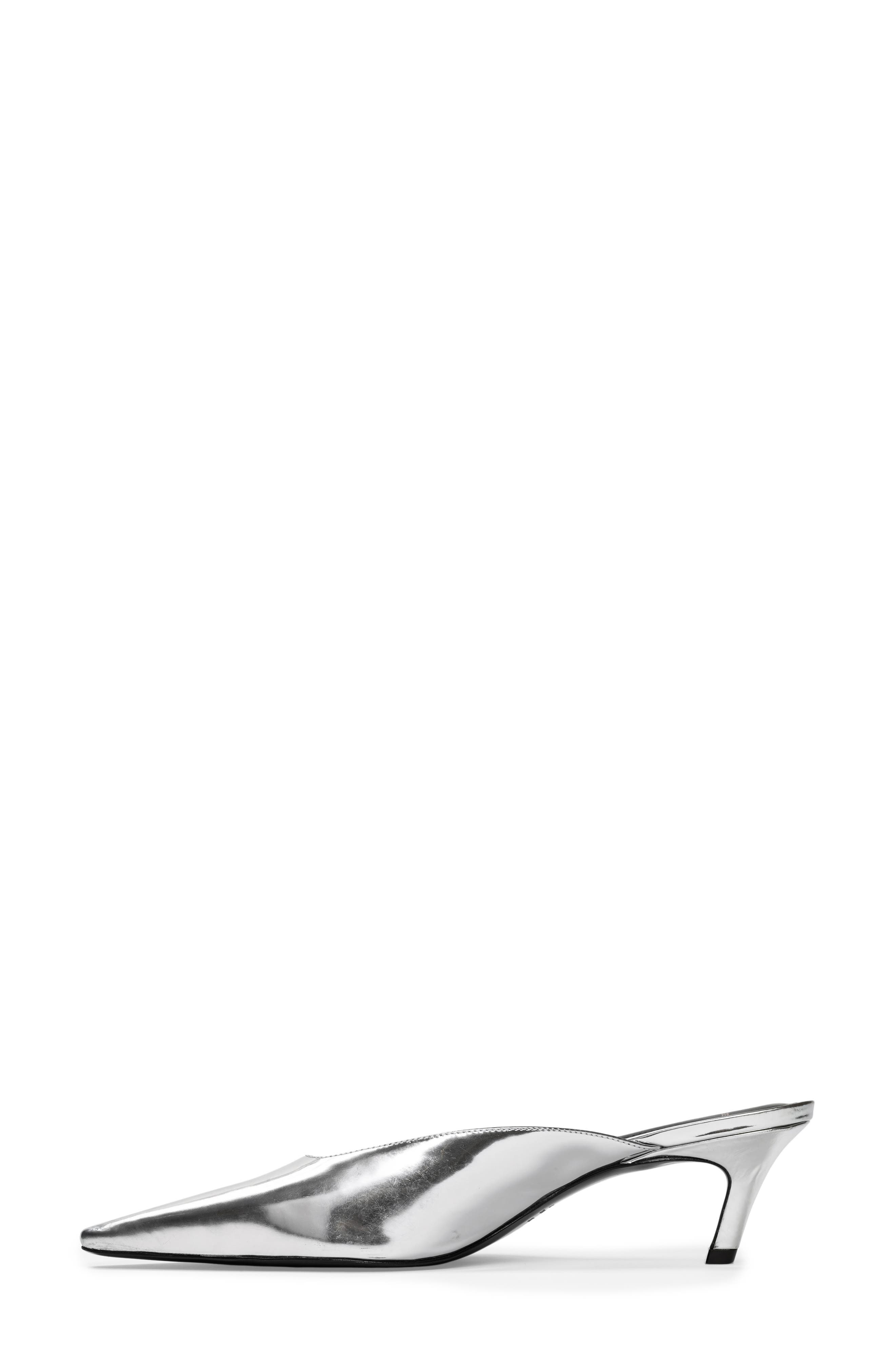 BLACK SUEDE STUDIO Logan Kitten Heel Mule, Alternate, color, Silver