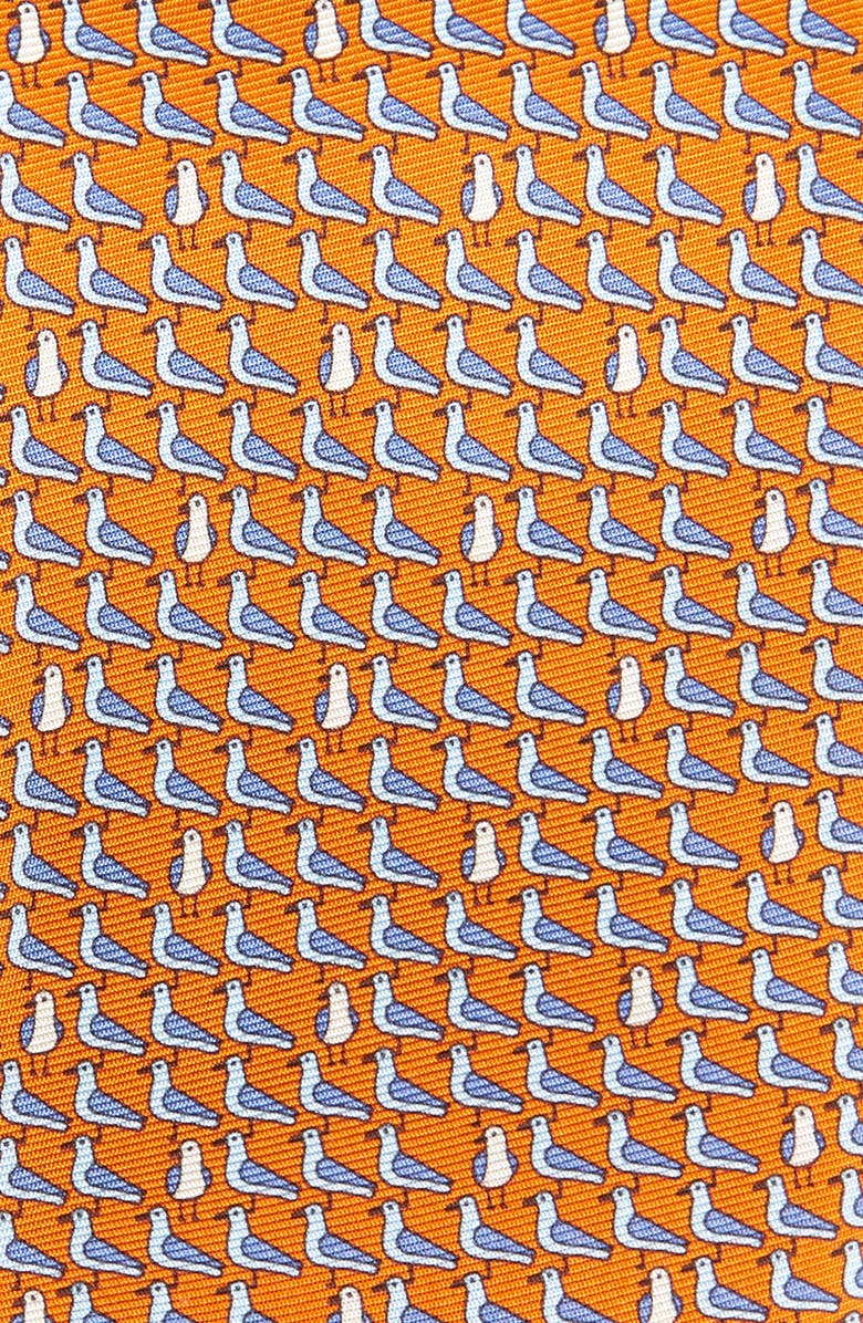 ZEGNA TIES Quadri Bird Mulberry Silk Tie, Alternate, color, Orange