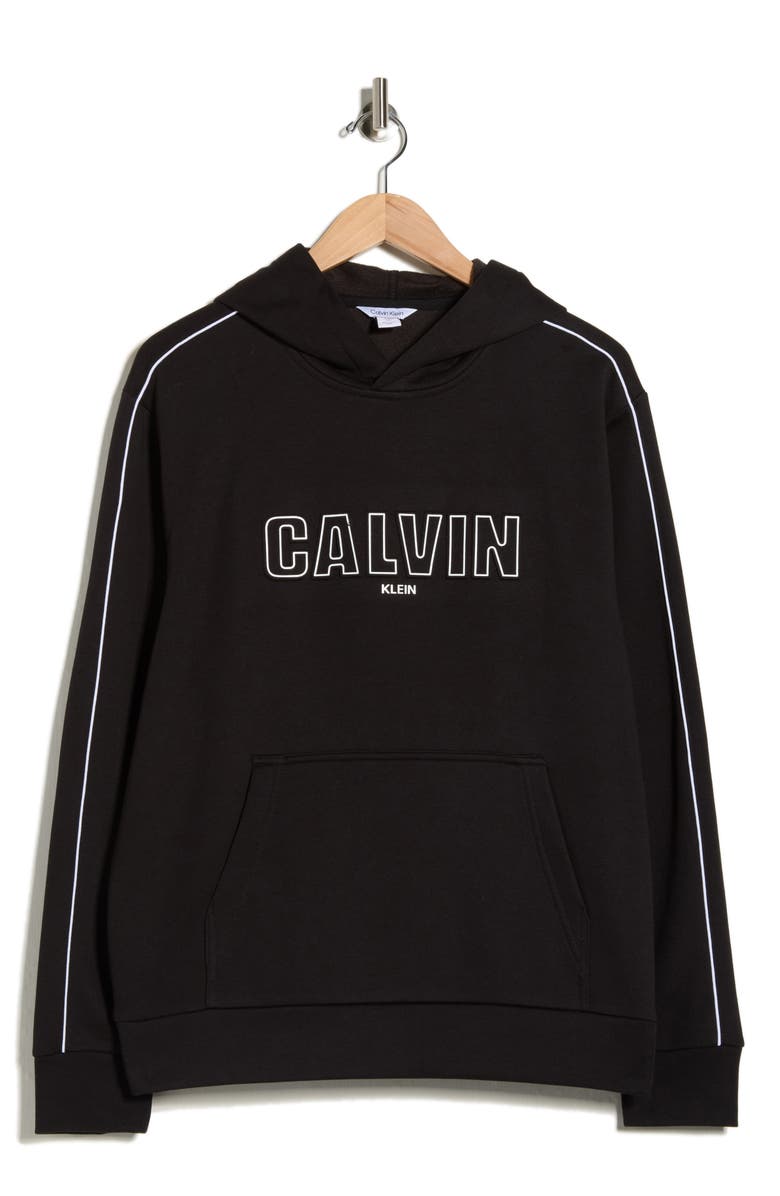 Calvin Klein Logo Fleece Hoodie, Alternate, color, Black