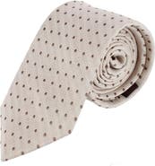 Trafalgar Ignacio Linen Blend Polka Dot Vertical Slant Lined Business Necktie