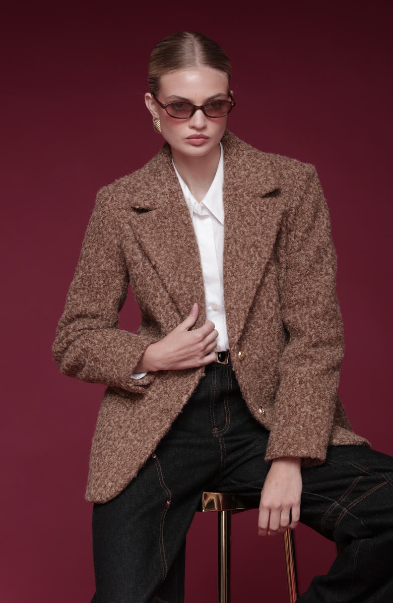 Avec Les Filles Bouclé Blazer, Alternate, color, Camel