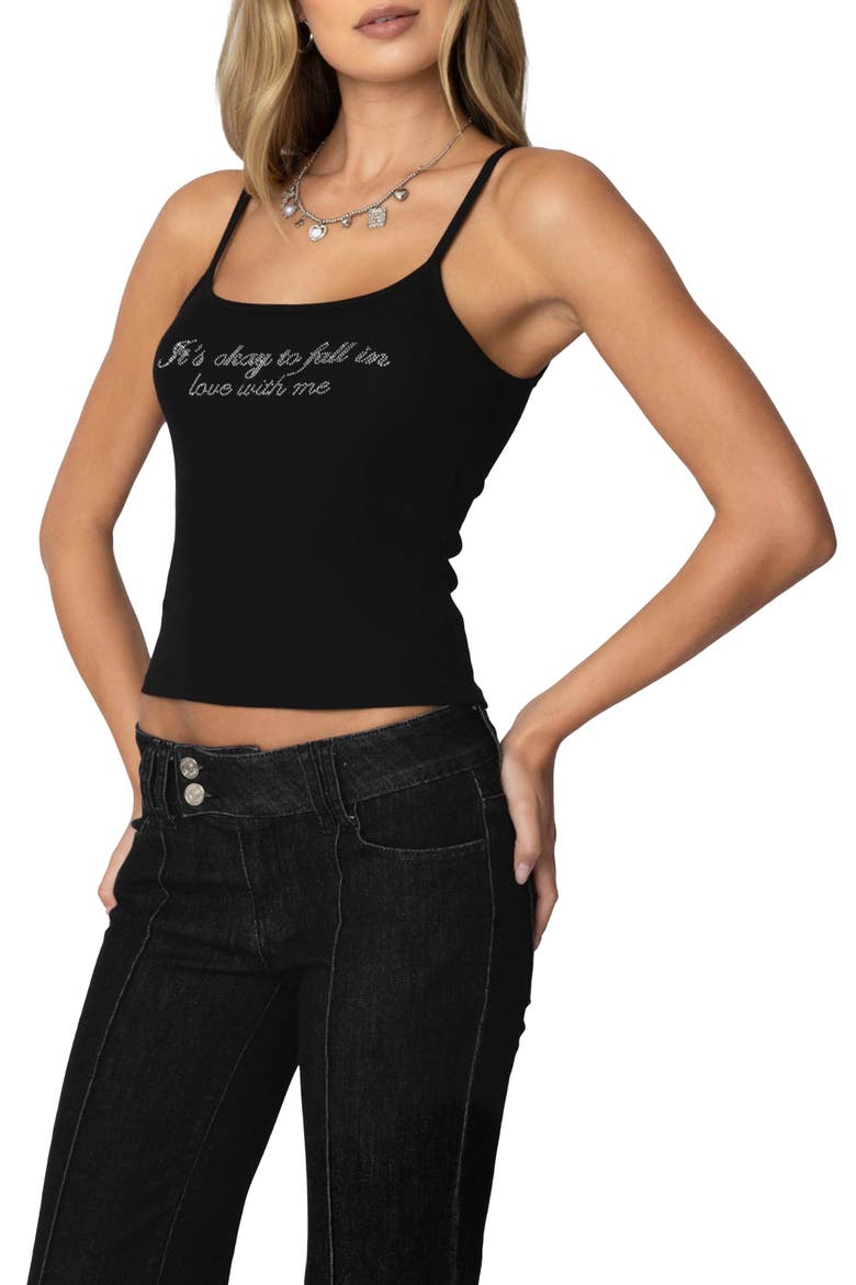 Fall in Love Rhinestone Camisole, Alternate, color, BLACK
