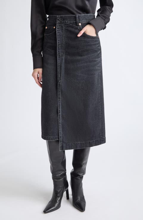 Asymmetric Denim Skirt