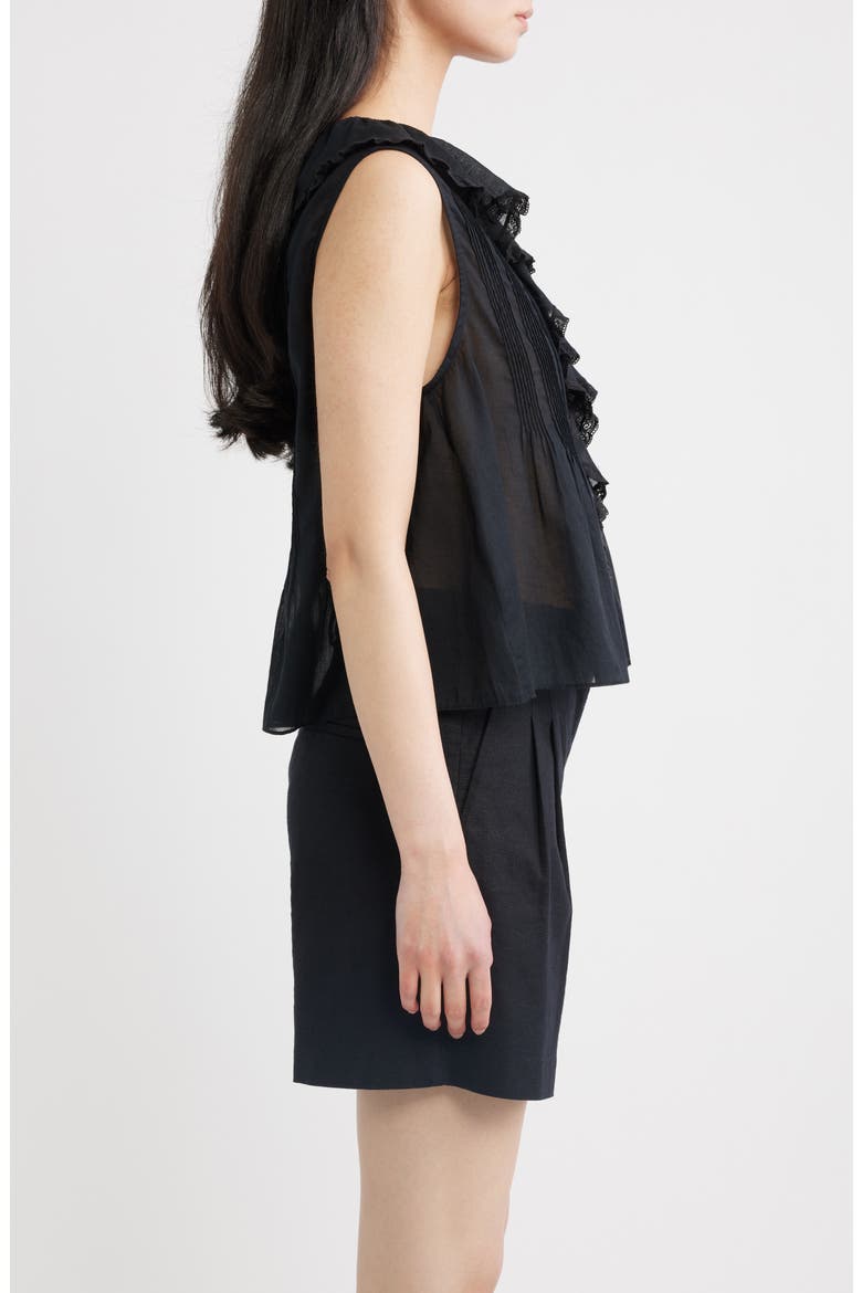 Hilda Pintucked Sleeveless Organic Cotton Top (Nordstrom Exclusive), Alternate, color, BLACK