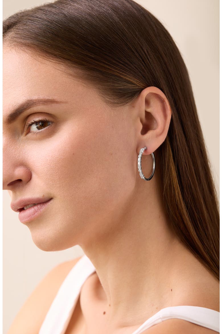 Maya Diamond Hoop Earrings, Alternate, color, 18K WHITE GOLD