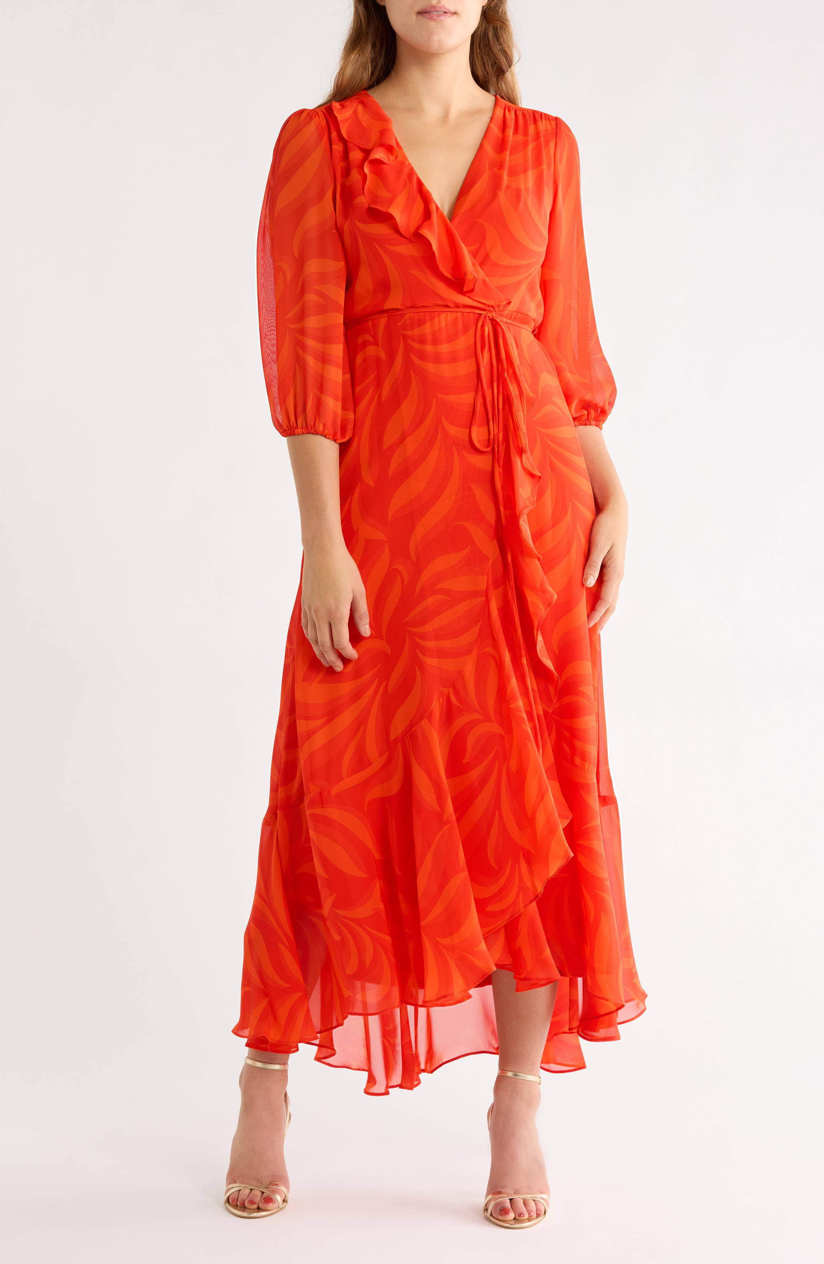 Ruffle Chiffon Maxi Dress