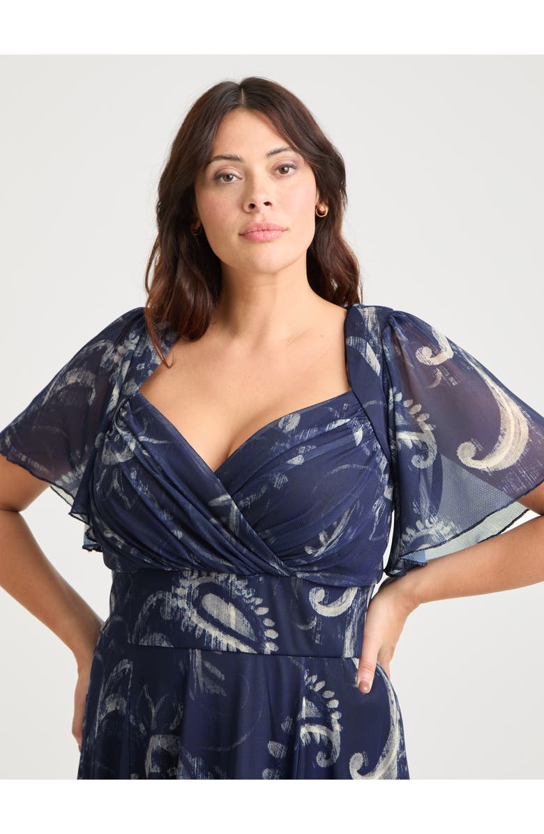 Scarlett & Jo Kemi Print Bolero Wrap Bodice Maxi Gown, Alternate, color, Vintage Navy Paisley