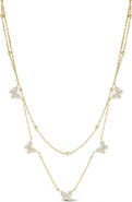 SPHERA MILANO CZ Butterfly Layered Chain Necklace