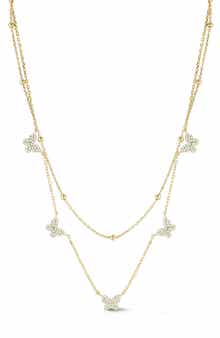 CZ Butterfly Layered Chain Necklace