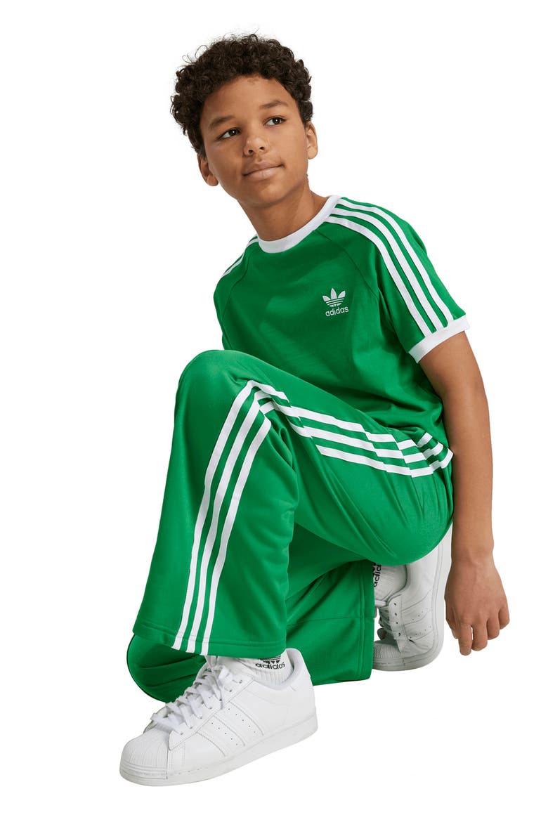 Kids' 3-Stripes Cotton T-Shirt, Alternate, color, GREEN