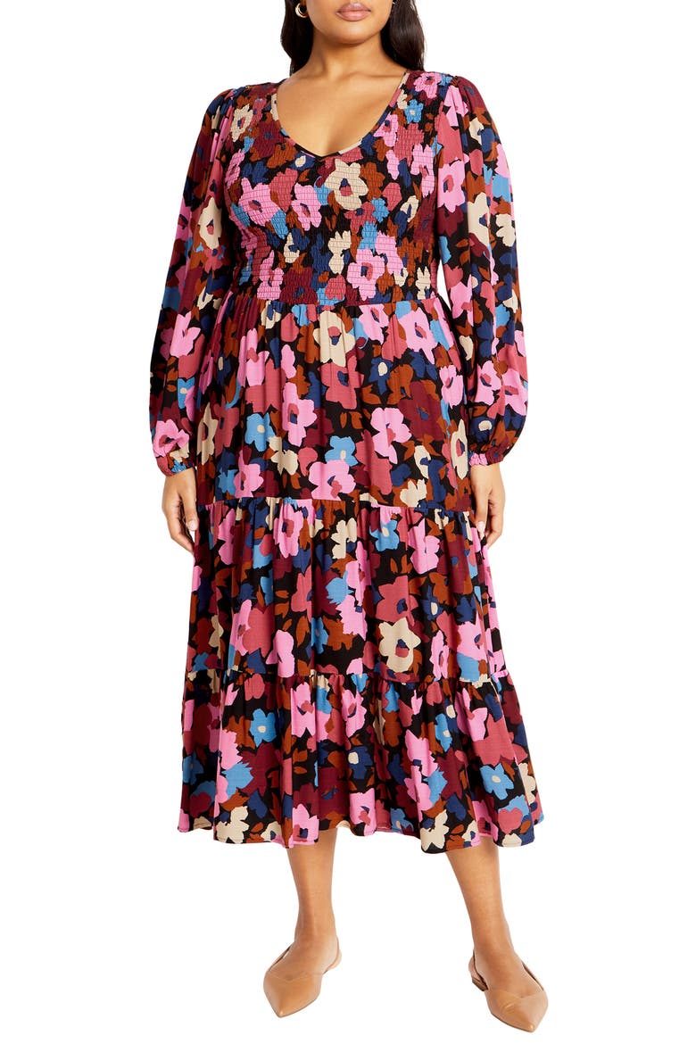 Jayden Long Sleeve Tiered Dress, Main, color, SUGAR COATED