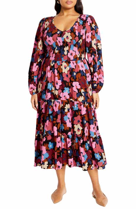 City Chic Jayden Long Sleeve Tiered Dress