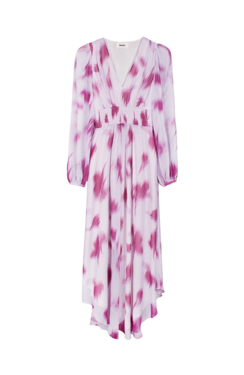 Ro&Zo Anya Blurred Floral Smock Waist Dress, Alternate, color, Pink