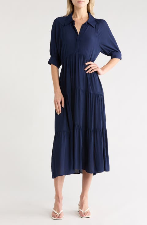 Tiered Midi Shirtdress