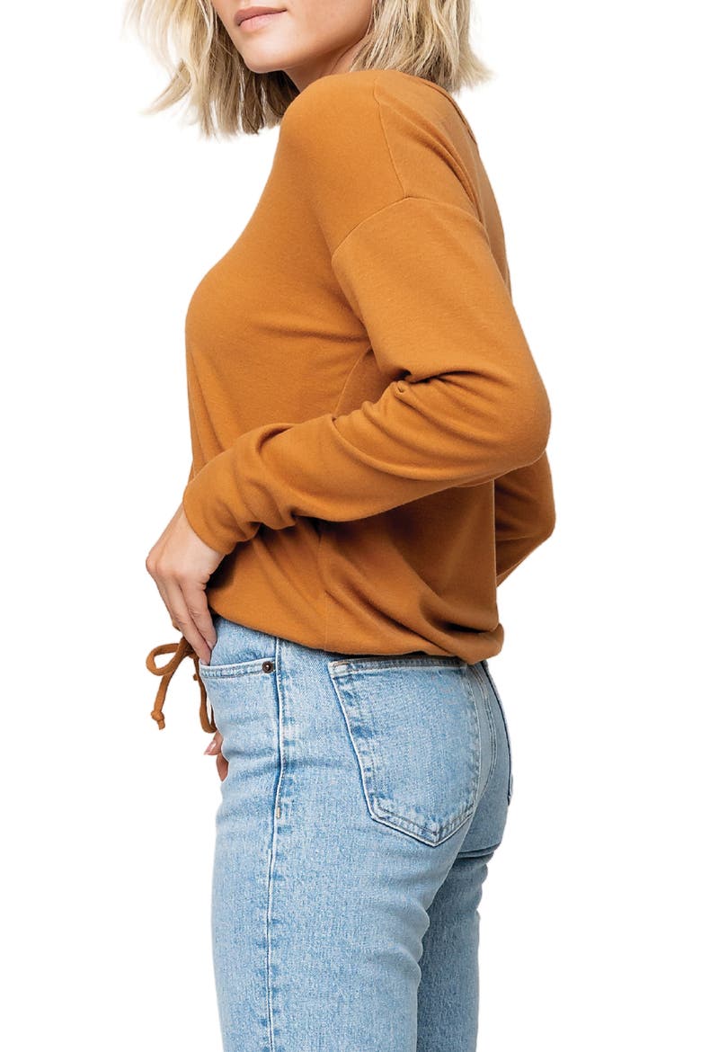 Crop Henley Top, Alternate, color, SEDONA