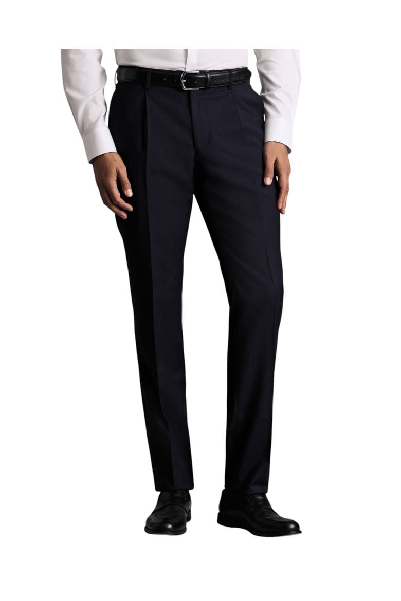 Stretch Wool Slim Fit Pleated Pants, Main, color, Navy