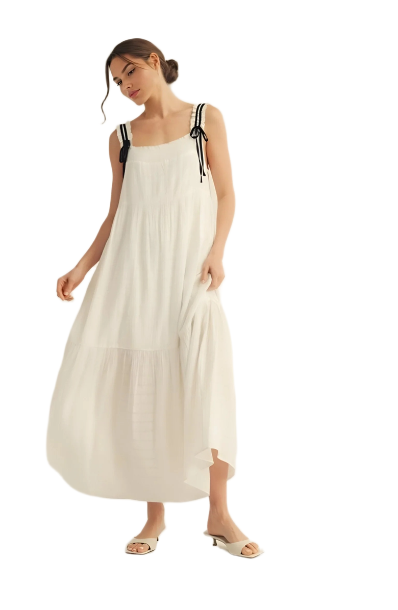 Knit and Lounge Smocked Maxi Dress with Tie Straps, Alternate, color,