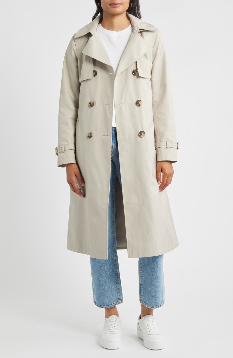 Sam Edelman Double Breasted Belted Trench Coat, Alternate, color, Khaki