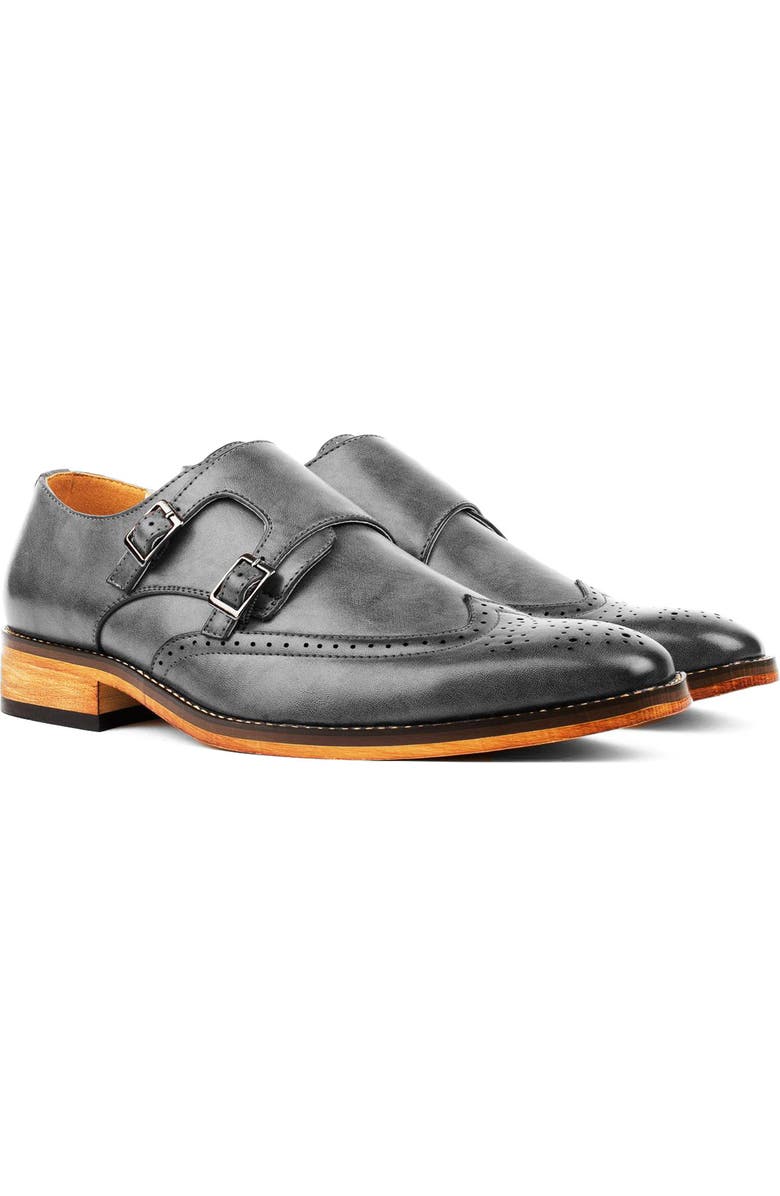 Gino Vitale Monk Strap Shoe, Main, color, Gray
