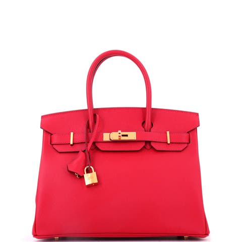 Birkin Handbag Red Epsom with Gold Hardware 30