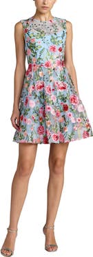 Mac Duggal Floral Embroidered Sleeveless A-Line Mini Dress