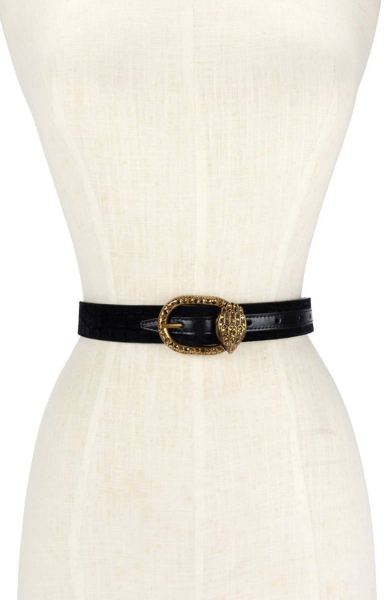Kurt Geiger London Croc Embossed Velvet Belt, Alternate, color,